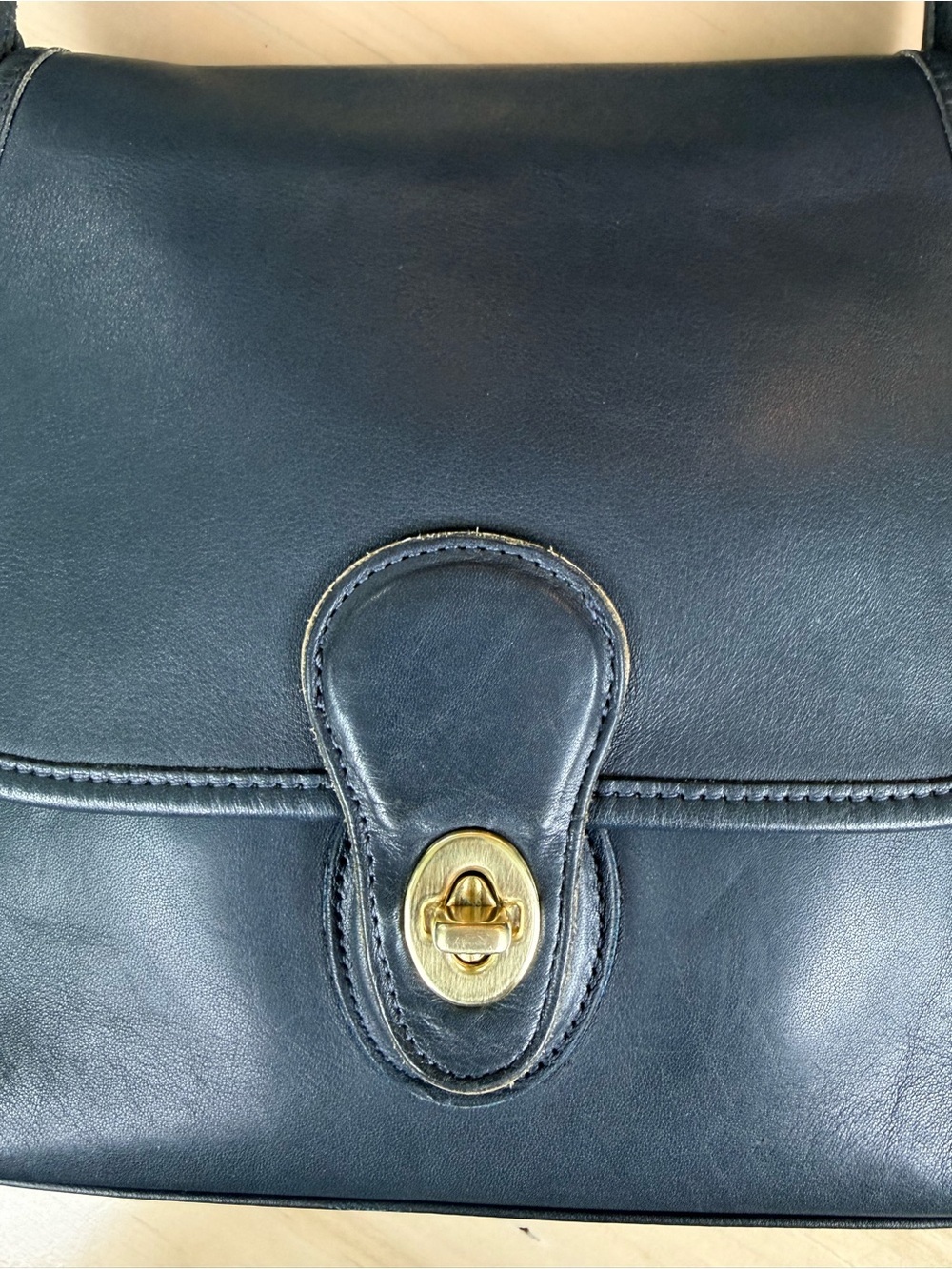 VINTAGE Coach Shelburne Flap 9038 Navy Blue Leather Crossbody + Dust Bag - MINT - Picture 13 of 14
